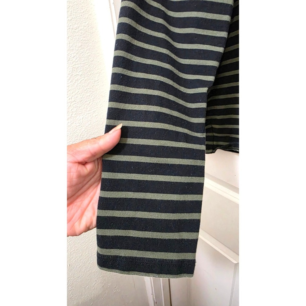 Lauren Ralph Lauren Women Black & Green Striped Long Sleeve Shirt W/ Pocket XL - Picture 5 of 7